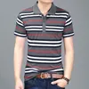 Casual Mens Polo Shirt Fashion Boys Stripe Pattern T Shirt British Style Mens Business Work Kläder 22 stilar T-shirt Partihandel