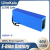Liitokala-Electric Bicycle 60V 15AH 21700 16 S3Pリチウムイオン組み立てバッテリーパック60V 3000W真新しい本物