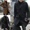 Herenwolmengsels Solid Winter Trenchcoat Mens Britse stijl Casual Double Breasted Warm Jacket Lange Mouwen Extra Male Overjas