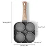 4 Hole Omelet Pans for Burger Eggs Ham Pancake Maker Wooden Handle Frying Pot Non-stick Cooking Breakfast