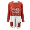 Casual Christmas Printed Women T-Shirt Dress Autumn Winter O Neck Long Sleeve Pocket Loose Ladies Party Mini es 210526