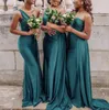 Een schouder bruidsmeisje jurken zeemeermin meid van eer jurken bruiloft gasten formele jurk lint zwarte Afrikaanse bruiden op maat gemaakt