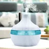 Mini 300ml Wood Grain Humidifier Aromatherapy Essential Oil Diffuser Portable Bamboo Humidifiers Ultrasonic Cool Mist Diffusers with Changing 7 LED color light