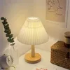 USB Vintage Plised Lampa Ściemniana Koreański Tabela Światła z LED Koralik Biały Ciepły żółty Do Sypialnia Salon Domowy Oświetlenie Decor 211105