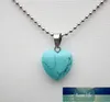 wholesale 16mm Fashion natural stone heart pendant quartz crystal agates turquoises malachite stone for Jewelry making Necklace