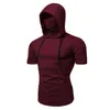 Summer Men's T Shirt Personality Stretch Ninja Suit Hooded Casual Short Sleeved Men T Shirt Mask Suit G220217232V