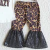 Boutique Kids Clothes Girl Set Leopard Fashion Toddler Baby Girls Designer Clothes Sequins Bell Bottom Outfits High Quality Childr7671903