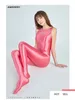 Sexy shiny tights oil glossy smooth running Jumpsuit Yoga casual pantyhose backless sportswear