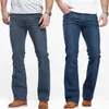 Mens Boot Cut Jeans Slightly Flared Slim Fit Blue Black Trousers Designer Classic Male Stretch Denim Pants 211008