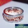 Shiny Rose Gold Ring Flowerジルコン婚約指輪ファッションジュエリーの結婚指輪女性工場価格専門家デザイン品質最新のスタイル元のステータス