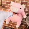 110 cm Giant Piggy Doll Pink White Lying Sleepy Plush Animal Toy Ultra Soft Squishy Down Cotton Farcito Regalo per bambini 210724