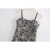 Mode kvinnor sommar zebra mönster sling mini klänning damer semester stil sexig backless klänningar kvinnlig vestido de moda 210508