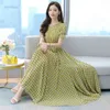 Fashionable Women Dress Printed Chiffon Long Skirt Big Swing women dresses summer 210520
