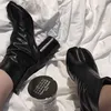 브랜드 디자인 tabi 부츠 스플릿 발가락 chunky 하이힐 여성 부츠 가죽 zapatos mujer 패션 가을 여성 신발 botas mujer 211012