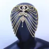 Indian Ślub Heart Rhinestone Głowy Łańcuch Biżuteria Panna Młoda Akcesoria Do Włosów Luksusowy Bling Crystal Multilayer Headband Hairband X0726