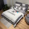 Luxury white designer queen bedding sets 4pcs/set letter printed silk queen size duvet cover bed sheet fashion pillowcases