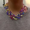 Rainbow -color Chunky Acrylic Chain Choker Necklace Lucite Statement Necklaces For Women Fashion Jewelry 2021 Chokers