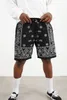 Men's Shorts Slatt sling elastic waist flap fart pocket washing effect cashew flower pattern American shorts