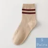 Calze da uomo 5 paia Fashion Autunno Inverno Uomini Ankle Sock Stroped Polsini in cotone Sport Colori opzionali