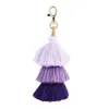 Bohemian Ethnic Style Gradient Color Three-Layer Tassel Keyring For Women Key Car Bag Pendant Keychain Accessories Gift Jewelry G1019
