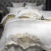 Luxury White 600TC Egyptisk bomull Royal Broderi Sängkläder Ställ Duvet Cover Bed Sheet Bed Linne Pillowcases 4pcs # / L 211007