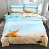 Bedding Sets 3D Digital Shell Sandbeach Duvet Cover Set Quilt/Comforter Full Double King Size 203x230cm Bed Linen For Child Adults