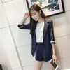 Elegante gestreepte zomer 2 stuk set voor vrouw shorts pak sets gekleed blazer jas kantoor slijtage pakken vrouwelijke 210518