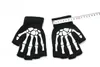 1 pair Printing Fluorescent Skeleton Skull Knitted Half Finger Gloves Cool Autumn Winter Black Ridding Gloves Outdoor Sports Bike Luminous glaves