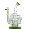 Super Vortex Water Bongs 12 Recycler Tornado Tube Hookahs Glass Bong Unique Design Pipes Cyclone Smoking Inline Perc With Heady Bowl