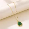 Lachende Boeddha Jade Hanger Ketting met Titanium Staal Koper 18K Echt Vergulde Langdurige Kleur Hiphop Kettingen voor Vrouwen