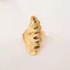Wide Ring 24 k Fine Solid Gold GF Bling Fashion Finger Adjustable Women Thumb Big Round Rings Luxury Punk Jewelry Gifts