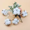 Weiße Baumwolle Getrocknete Blumen Weihnachtsdekorationen für Home DIY Geschenke Hochzeit Braut Holding Material Günstige Künstliche Blumen Y0630