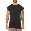 Roupa de marca Fitness T Camiseta Homens Moda Estender Longo Tshirt Ginásio Verão T-shirt de Manga Curta T-shirt Algodão Bodybuilding Slim Fit Tops 210324