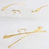 Säljer Rimless Metal Leopard Series Panther Optical 18K Gold Solglasögon Square Eyewear Round Forme Face Glasses Mane and Female W293U