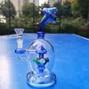 8 Inch Mushroom Bong Perc Base Glass Water Pipe Blue Hookah Tobacco Smoking Bubbler Smoke Pipes Bongs Bottles 14mm Bowl