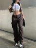 Tawnie Y2K Cargo Baggy Pants 가을 스트리트웨어 요정 오버 사이즈 바지 빈티지 캐주얼 한 느슨한 스웨트 팬츠 220727