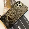 Fashion Crystal Diamond Luxury Designers Case de t￩l￩phone pour iPhone 14 13 12 11 Pro Max XS XR 7 8 Plus Bling Glitter Cover