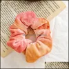 Other Fashion Aessories 8Pcs 100% Cotton Tie Dye Veetgirls Hippie Handmade Hair Scrunchies Rainbow Elastic Bands Ponytail Holder Ties Gwe986