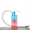 New arrival mini Glass beaker Bong Water Pipes Colorful Rainbow Heady Dab Rigs Small Bubbler ash catcher Hookahs with oil adapter and hose