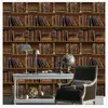 Wallpapers 1M Modern Living Room Furniture Desktop Waterproof Wallpaper Retro Bookshelf Pattern Self-adhesive Contact Paper Home Decoration