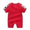 Zomer baby jongens meisjes korte mouw rompertjes baby katoen plaid jumpsuits peuter ademend onesies kinderkleding baby's kleding 0-2 jaar