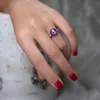 Anello di rubino oro rosa 18 carati 100% originale 925 sterling argento fidanzamento anelli di matrimonio anelli per le donne di dichiarazione dei monili del partito