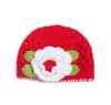 Belle fille printemps été automne respirant parasol casquettes couleur crochet à la main 3d fleur tricoté bonnet/crâne casquettes