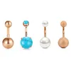 4 pçs / set turquesa piercing Bell Button anéis de aço inoxidável cirúrgico para mulheres moda verão praia festa jóias