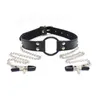 NXY Sexy Underkläder PU Läder Harness Restraint Mouth Gag Ball Nippel Set Kvinnor BDSM Bondage Goth Fetish Erotic Kläder1217