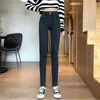 5 Sizes Light Elastic Simple Slim High Waist Button Fly Casual College Wind Solid Simple Spring Women Pencil Pants 210522