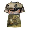 Verão moda homens camiseta carpa pesca / caça cervos e urso 3d impresso camiseta unisex harajuku camisa camisa ocasional tee tops 210323