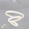 Anhängerlampen Nordisch LED -Acryl -Kronleuchter moderner einfaches Wohnzimmer Schlafzimmer kreatives Drei -Kreis -Ringrestaurant Aluminium