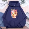 Kawaii chat nouilles dessin animé impression Streetwear femme Harajuku Vintage à capuche 2021 printemps sweats à capuche Hip Hop polaire femme sweat à capuche Y0820