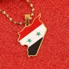 Colliers avec pendentif en acier inoxydable et émail, drapeau de la carte de la syrie, chaîne de cartes syriennes à la mode, bijoux